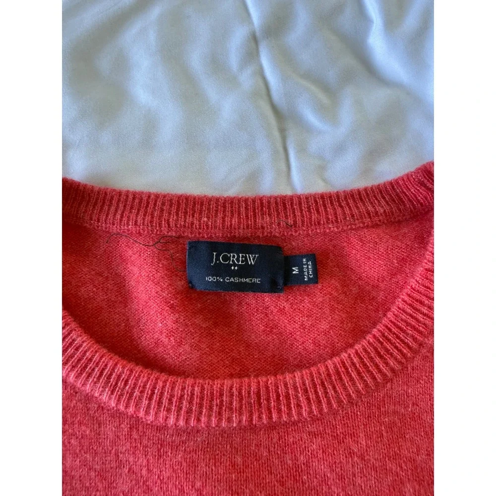 J.Crew Womens 100% Cashmere Crewneck Sweater Coral Red Size M Long Sleeve